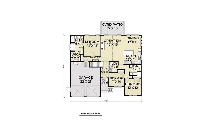Architectural House Design - Floor Plan - Main Floor for Farmhouse House Plan #1070-97 - 4 bed, 3 bath