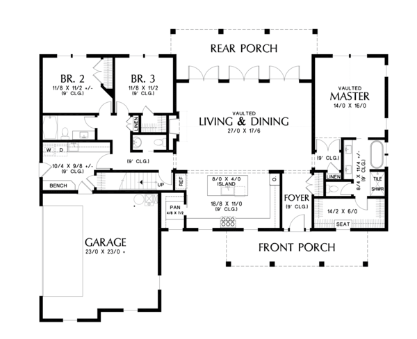 Home Plan - Farmhouse Floor Plan - Main Floor Plan #48-980