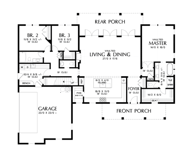 Dream House Plan - Farmhouse Floor Plan - Main Floor Plan #48-980