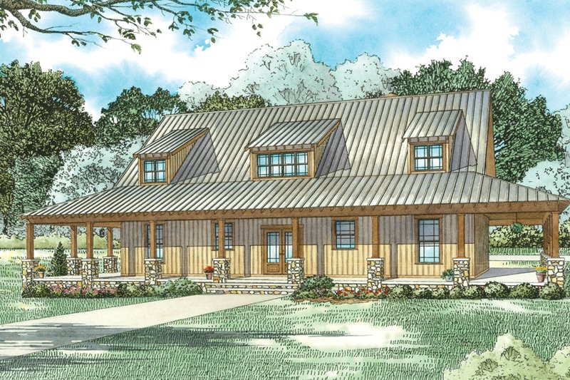 Architectural House Design - Country Exterior - Front Elevation Plan #17-3431