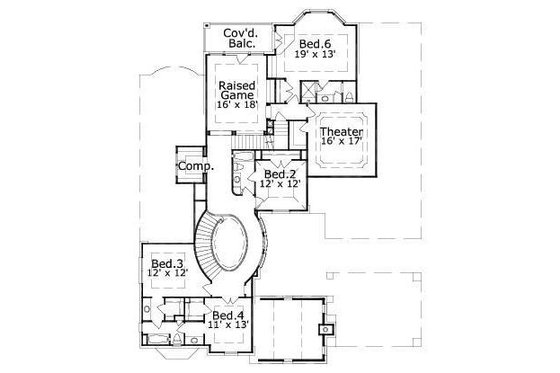 Floor Plan - Upper Floor for European House Plan #411-849 - 6 bed, 5 bath