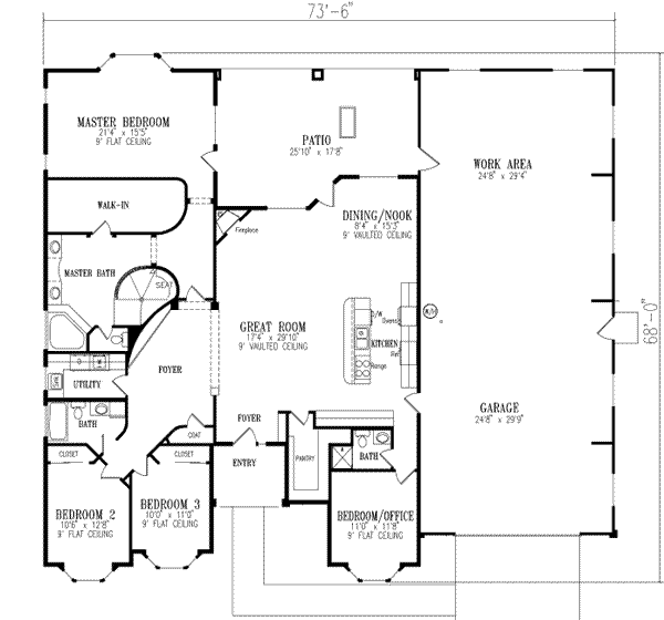 Adobe / Southwestern Style House Plan - 4 Beds 3 Baths 2540 Sq/Ft Plan ...