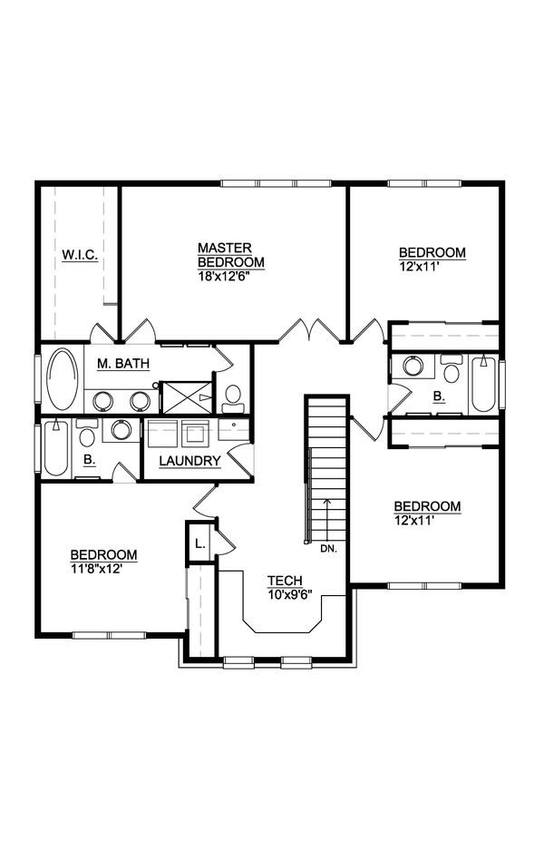 Tudor Floor Plan - Upper Floor Plan #116-310