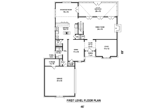 Floor Plan - Main Floor for European House Plan #81-13903 - 3 bed, 2.5 bath