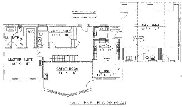 House Design - Traditional Floor Plan - Main Floor Plan #117-462