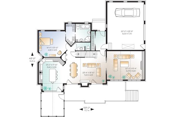Floor Plan - Main Floor for Craftsman House Plan #23-419 - 5 bed, 3.5 bath