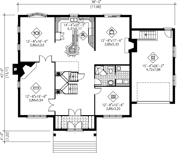 House Blueprint - European Floor Plan - Main Floor Plan #25-2250