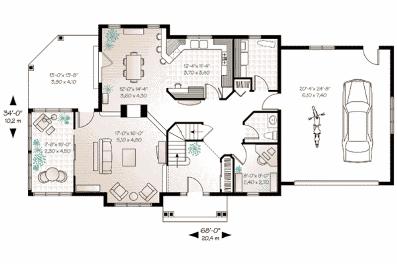 Dream House Plan - Floor Plan - Main Floor for Traditional House Plan #23-409 - 3 bed, 2.5 bath