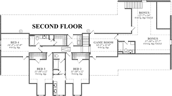 Southern Floor Plan - Upper Floor Plan #63-125