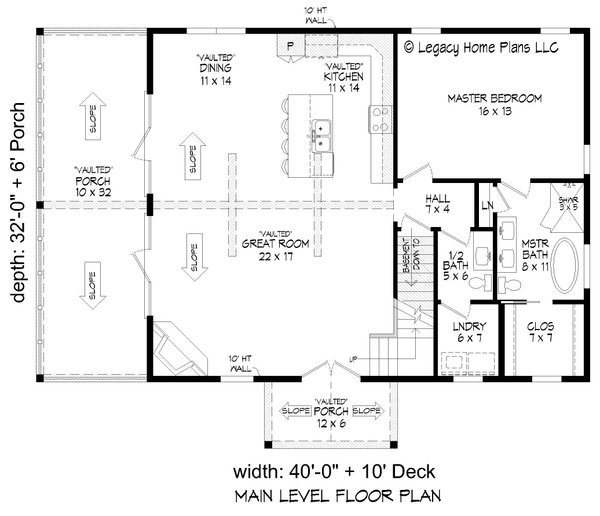 Southern Floor Plan - Main Floor Plan #932-792