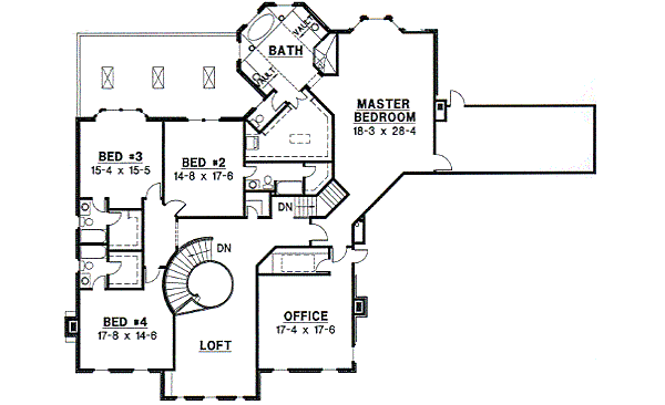 Southern Floor Plan - Upper Floor Plan #67-126