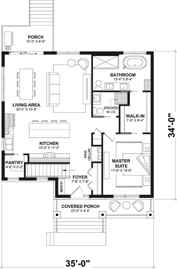 House Blueprint - Modern Floor Plan - Main Floor Plan #23-2858