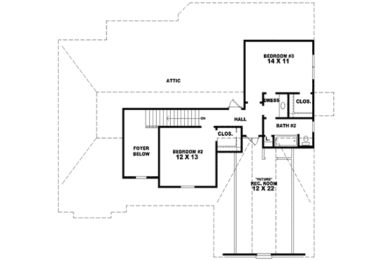 Floor Plan - Upper Floor for Traditional House Plan #81-887 - 2 bed, 2.5 bath