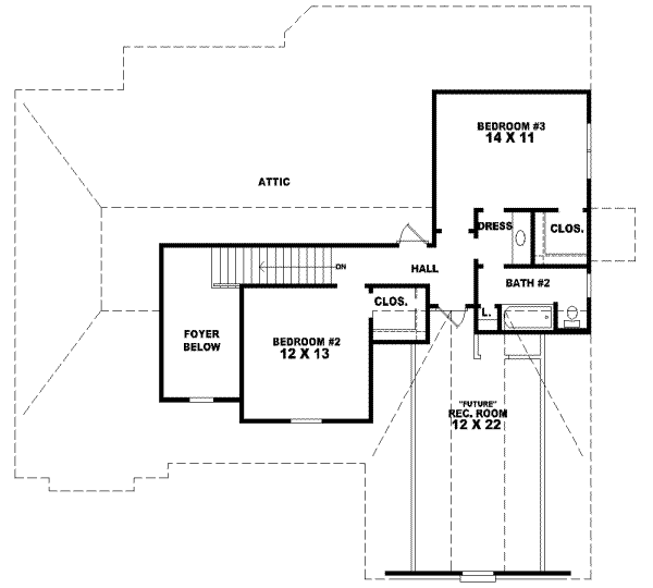 Traditional Floor Plan - Upper Floor Plan #81-887