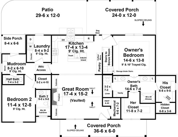 House Blueprint - Country Floor Plan - Main Floor Plan #21-481