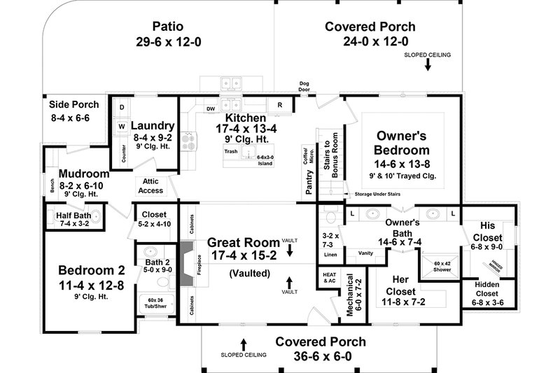 Architectural House Design - Floor Plan - Main Floor for Country House Plan #21-481 - 3 bed, 3.5 bath