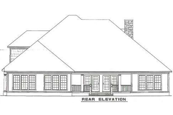 Exterior - Rear Elevation for Traditional House Plan #17-2147 - 4 bed, 3 bath