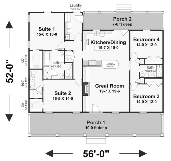 Farmhouse Floor Plan - Main Floor Plan #44-248