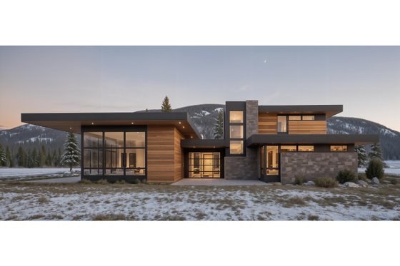 Exterior - Front Elevation 4 for Modern House Plan #892-32 - 4 bed, 4.5 bath