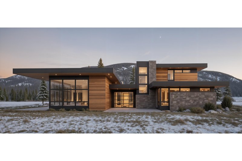 Home Plan - Exterior - Front Elevation 4 for Modern House Plan #892-32 - 4 bed, 4.5 bath
