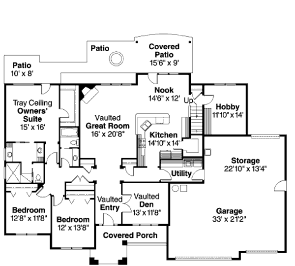 House Plan Design - Ranch Floor Plan - Main Floor Plan #124-668
