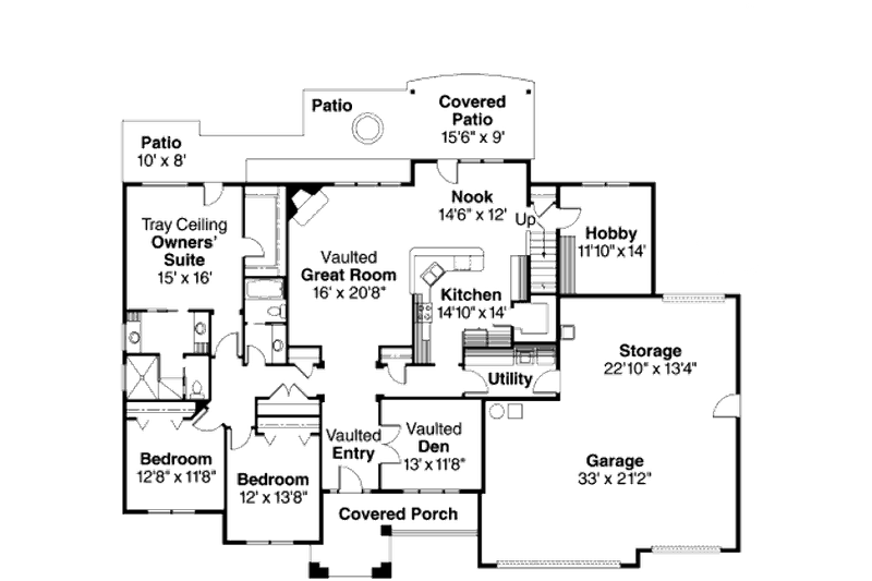 Home Plan - Floor Plan - Main Floor for Ranch House Plan #124-668 - 3 bed, 3 bath