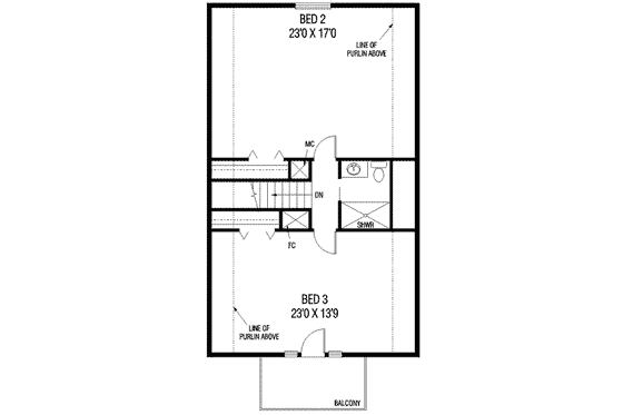 Floor Plan - Upper Floor for Country House Plan #60-112 - 3 bed, 2 bath