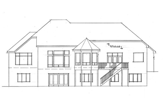 Exterior - Rear Elevation for Ranch House Plan #51-466 - 2 bed, 2.5 bath