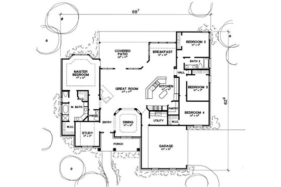 Floor Plan - Main Floor for European House Plan #472-12 - 4 bed, 2.5 bath