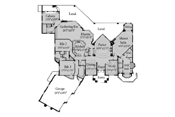 Floor Plan - Main Floor for European House Plan #115-125 - 4 bed, 4.5 bath