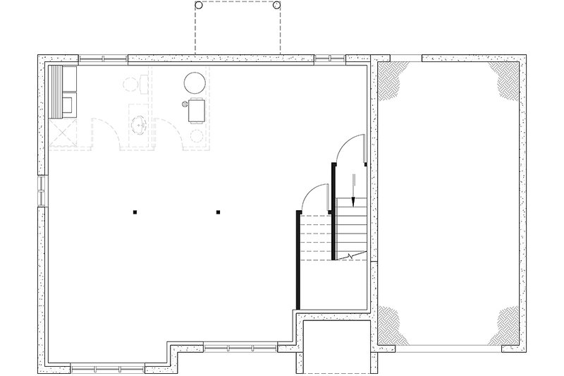 Dream House Plan - Floor Plan - Lower Floor for Farmhouse House Plan #23-311 - 2 bed, 1 bath