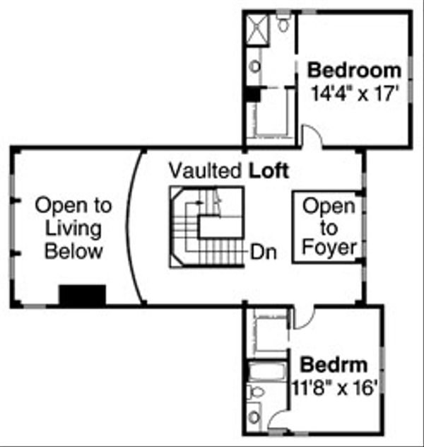 European Floor Plan - Upper Floor Plan #124-586