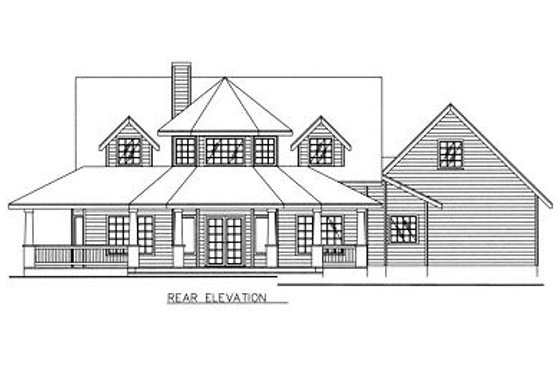 Exterior - Rear Elevation for Bungalow House Plan #117-539 - 3 bed, 2.5 bath