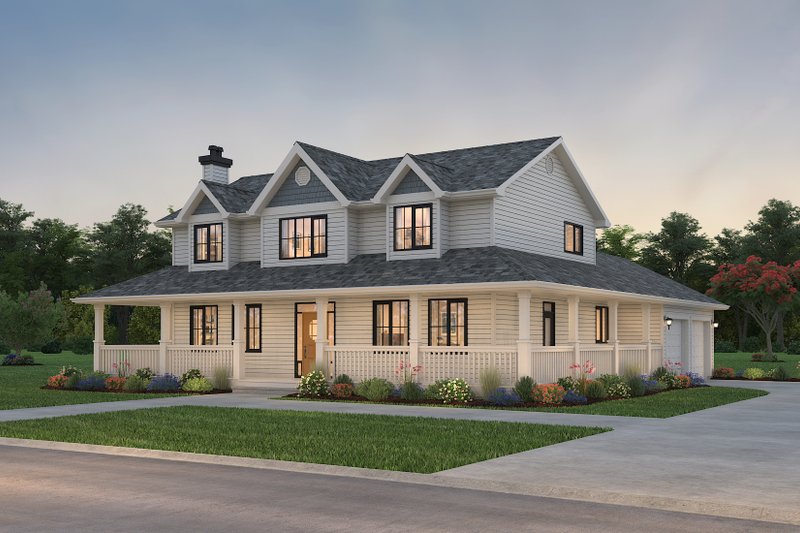 Dream House Plan - Exterior - Front Elevation 5 for Farmhouse House Plan #18-4460 - 5 bed, 2.5 bath