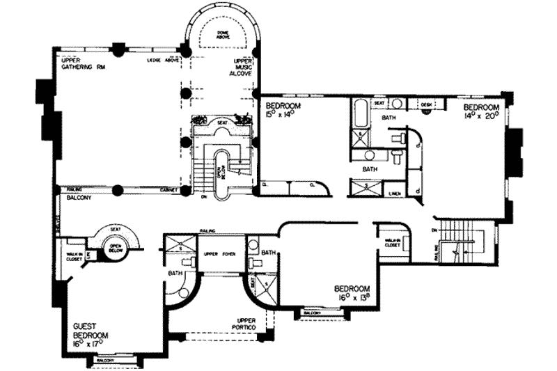 Home Plan - Floor Plan - Upper Floor for European House Plan #72-209 - 5 bed, 7 bath