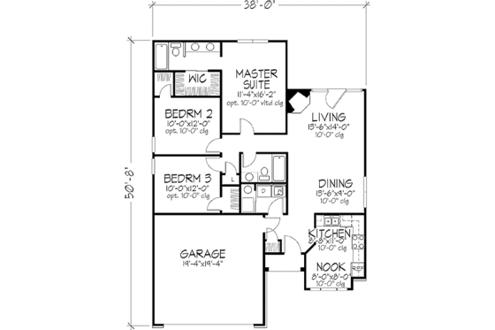 Floor Plan - Main Floor for Traditional House Plan #320-416 - 3 bed, 2 bath