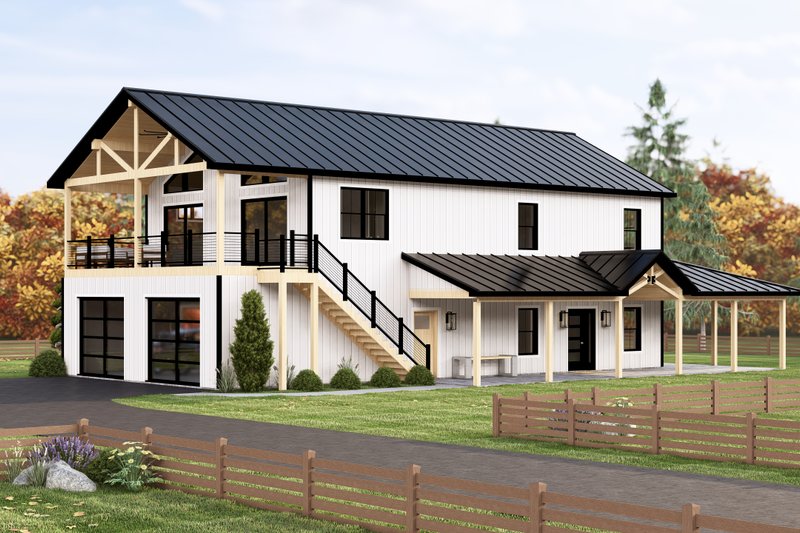 Barndominium Style House Plan - 4 Beds 2 Baths 1895 Sq/Ft Plan #1064-434 Exterior