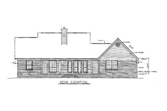 Exterior - Rear Elevation for Colonial House Plan #14-139 - 3 bed, 2 bath