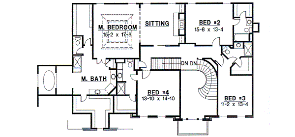 Colonial Floor Plan - Upper Floor Plan #67-618
