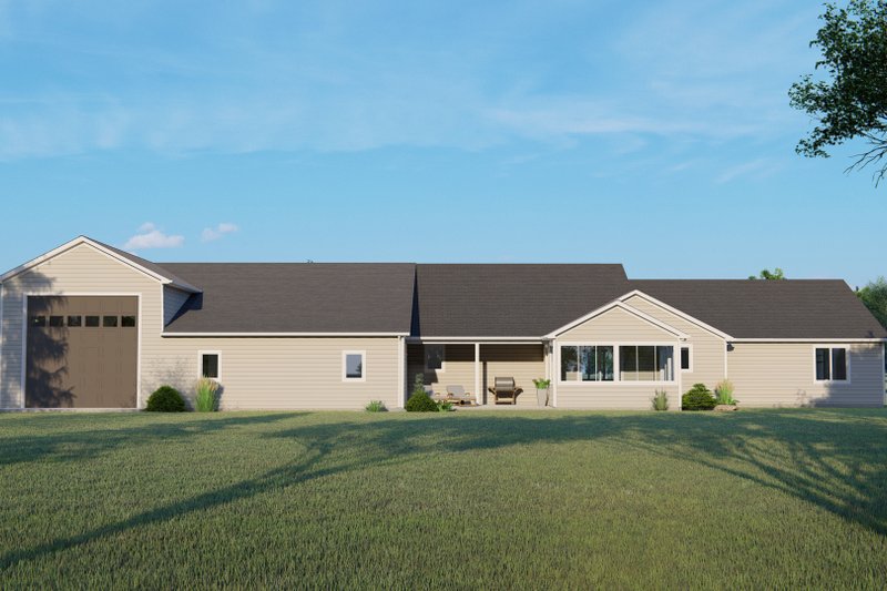 Architectural House Design - Exterior - Rear Elevation for Ranch House Plan #1064-173 - 3 bed, 2.5 bath