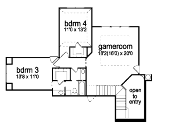 Home Plan - Floor Plan - Upper Floor for European House Plan #84-403 - 4 bed, 3 bath