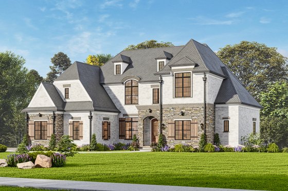 Exterior - Front Elevation 7 for European House Plan #54-718 - 5 bed, 5.5 bath