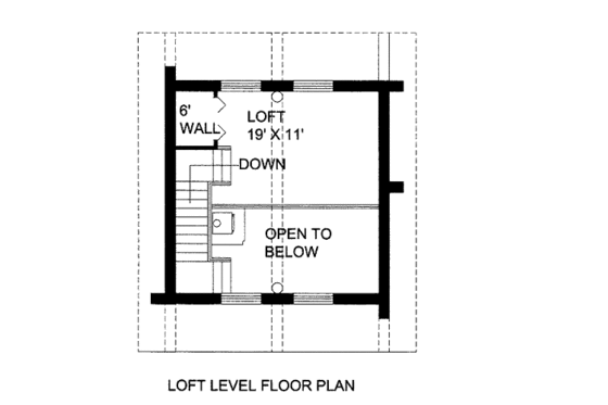 Floor Plan - Upper Floor for Log House Plan #117-587, 1 bath