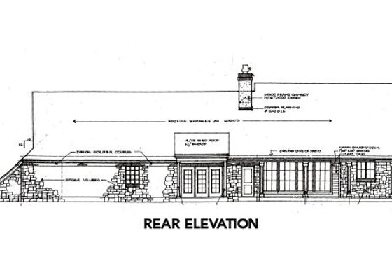 Exterior - Rear Elevation for European House Plan #310-649 - 3 bed, 2 bath