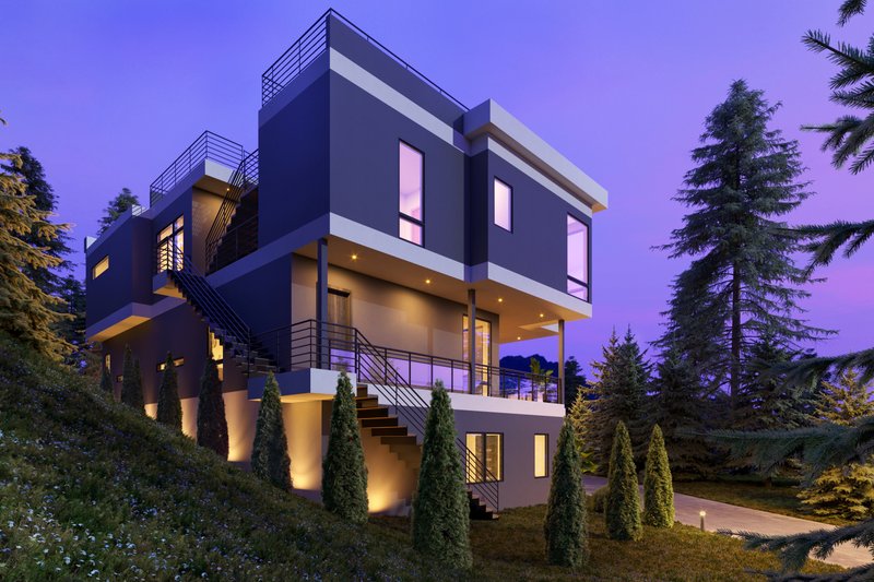 House Design - Exterior - Rear Elevation for Contemporary House Plan #1066-182 - 3 bed, 4.5 bath