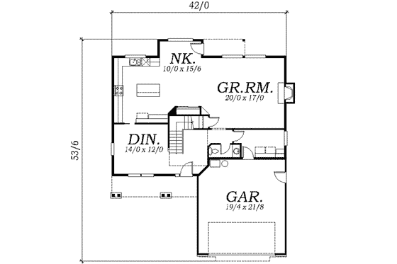 Floor Plan - Main Floor for Traditional House Plan #130-123 - 3 bed, 2.5 bath
