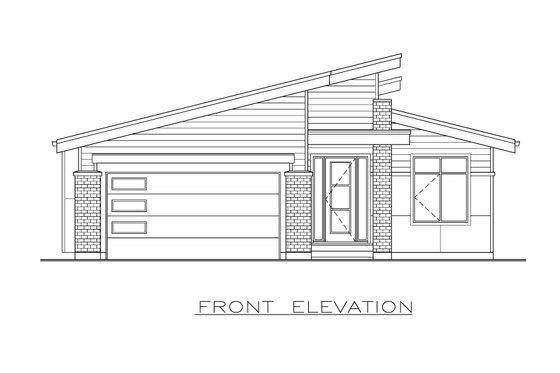 Exterior - Front Elevation 3 for Contemporary House Plan #1100-45 - 3 bed, 2 bath