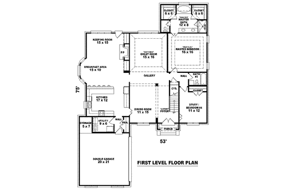 Floor Plan - Main Floor for European House Plan #81-1151 - 3 bed, 3 bath