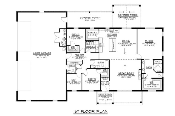Floor Plan - Main Floor for Barndominium House Plan #1064-301 - 3 bed, 2.5 bath