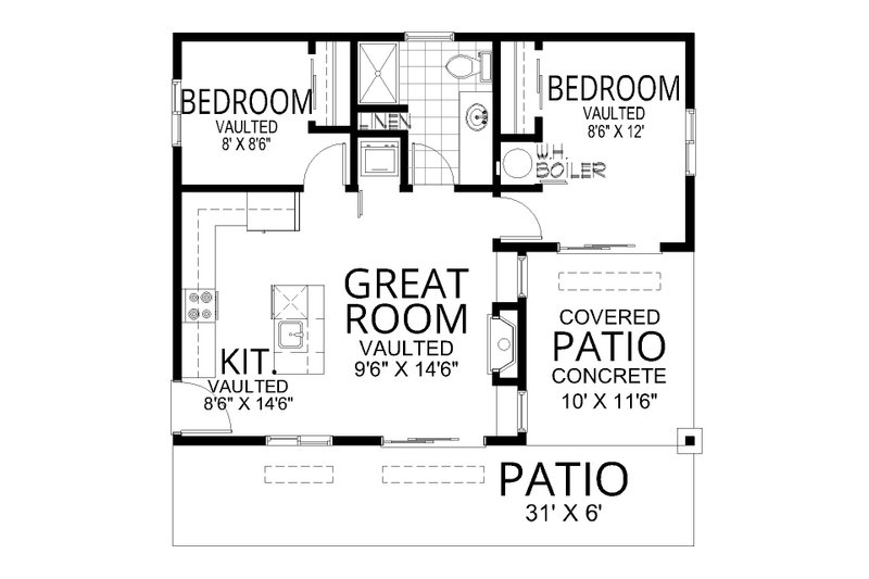 Architectural House Design - Floor Plan - Main Floor for Modern House Plan #112-291 - 2 bed, 1 bath